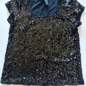 INC International Concepts black short sleeve sequin top
